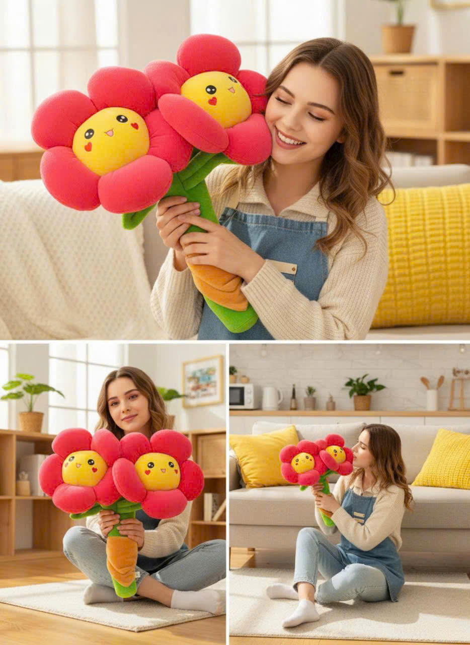 Gấu Bông Hoa Mặt Cười Hoa Nhồi Bông Xinh Xắn Quà Tặng Dễ Thương