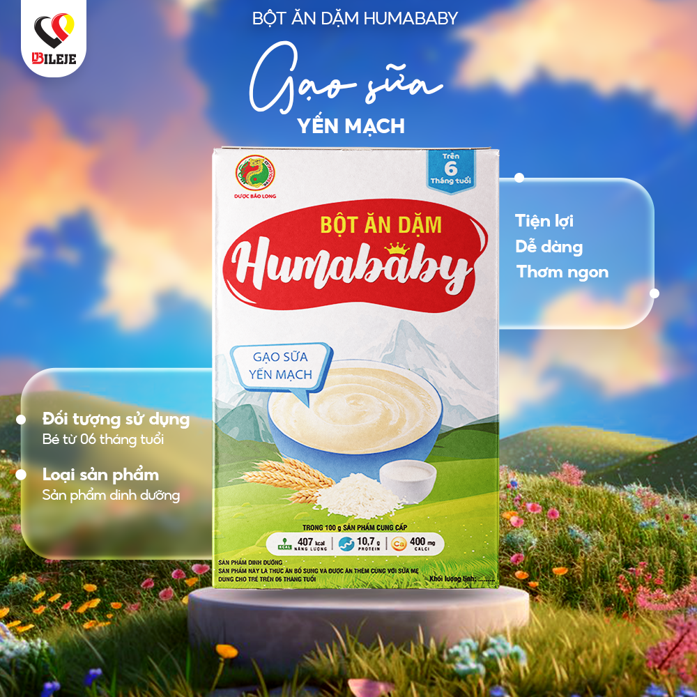 Bột Ăn Dặm Humababy Vị - Gạo Sữa - Yến Mạch - Hộp 10 Gói x 25g