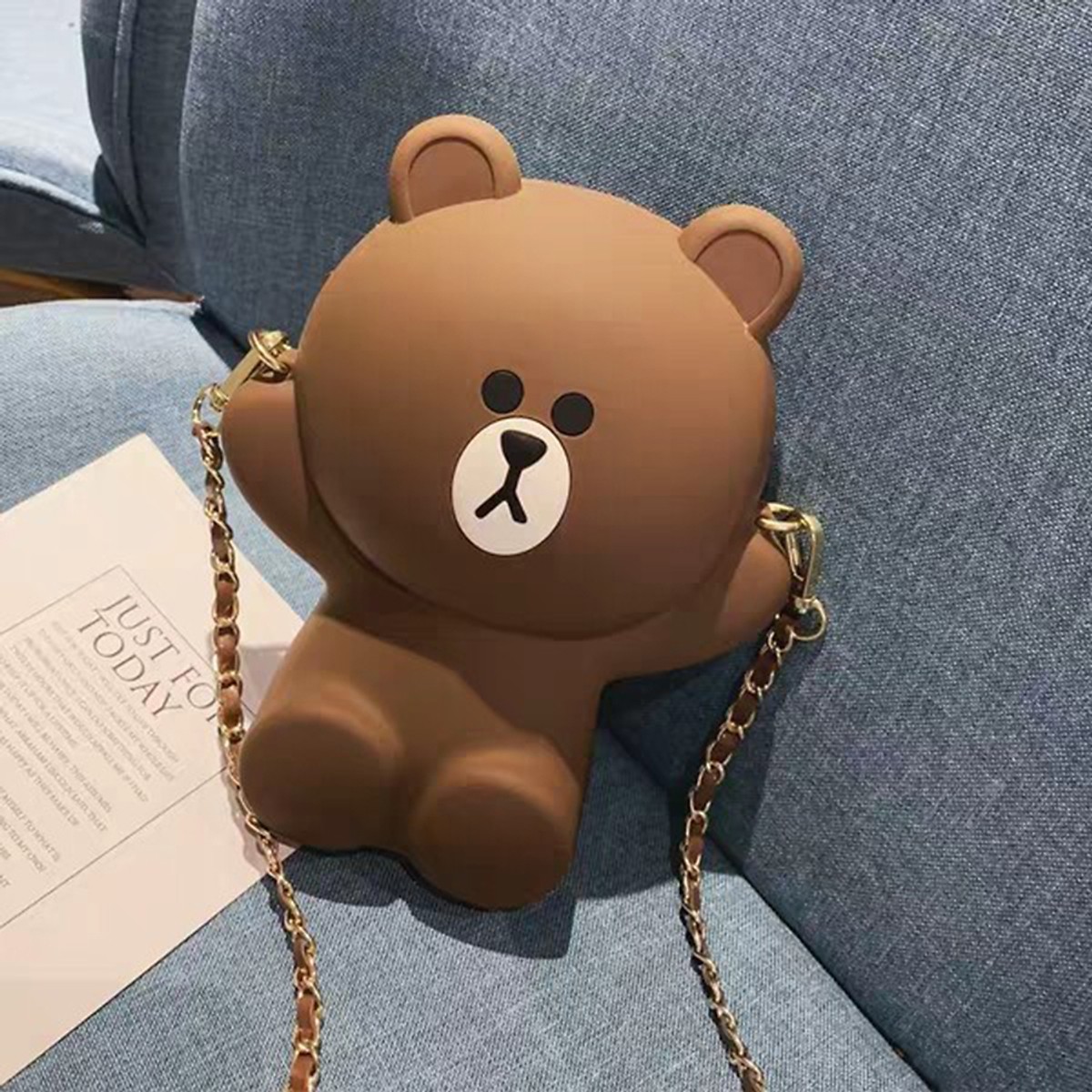 Túi đeo chéo Gấu Brown silicon siêu dễ thương