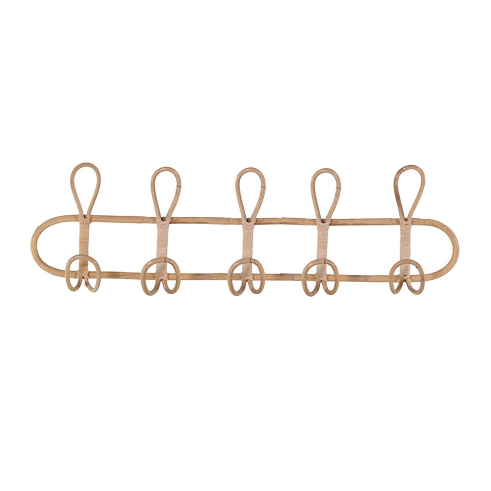 Rack Rattan Ornament Hanging Storage Organizer Hooks Holder Clothes Hooks Door Hanger for Living Room Porch Door Farmhouse Bedroom