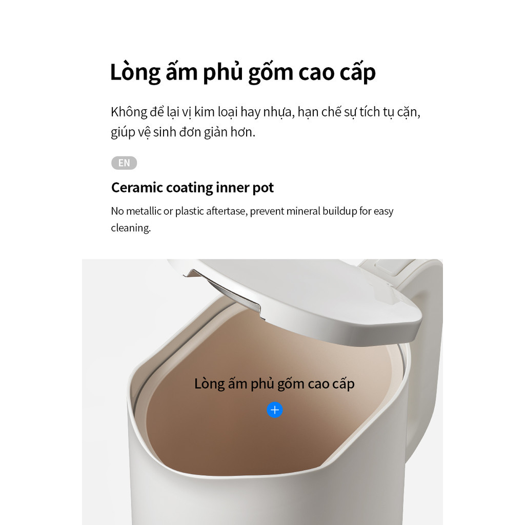 Ấm đun siêu tốc 1.2L giảm âm LocknLock Silent Electric Kettle - Màu trắng EJK216WHT - Hàng chính hãng