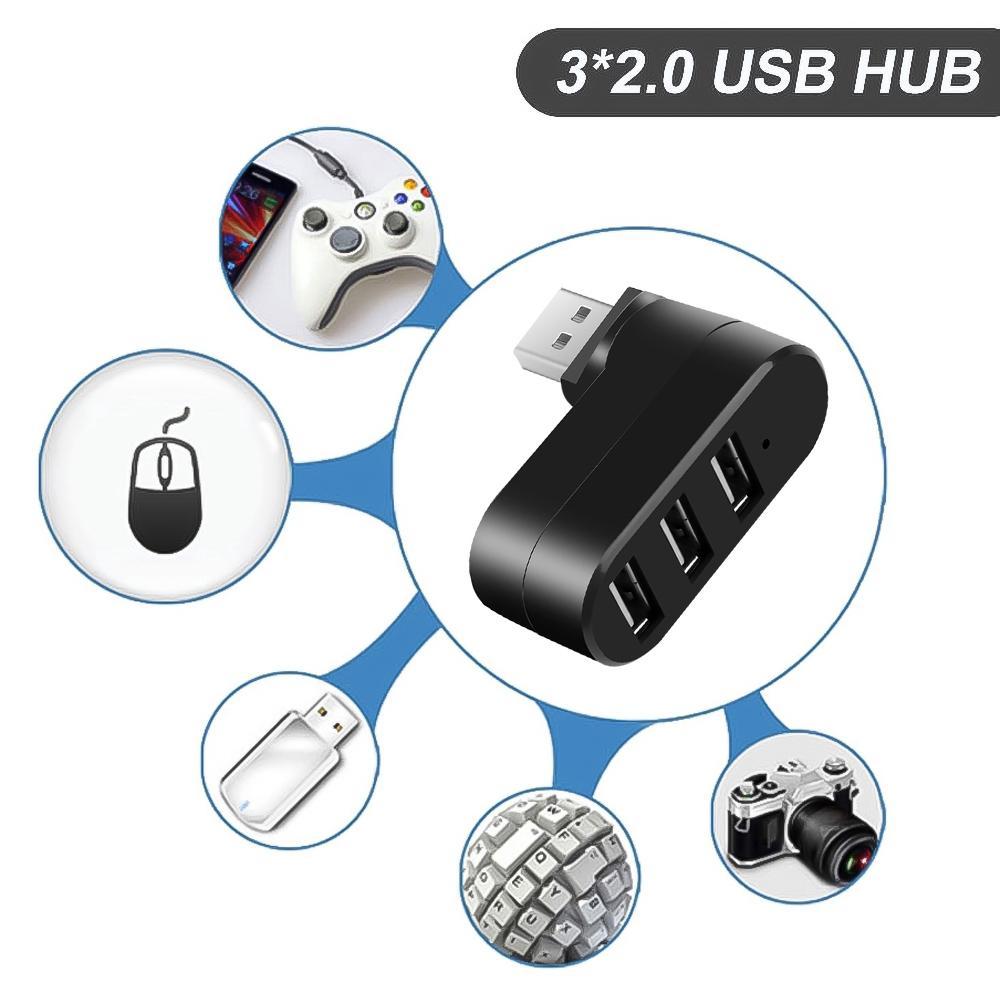 Đầu hub chia 3 cổng USB 2.0 mini tiện dụng cho laptop