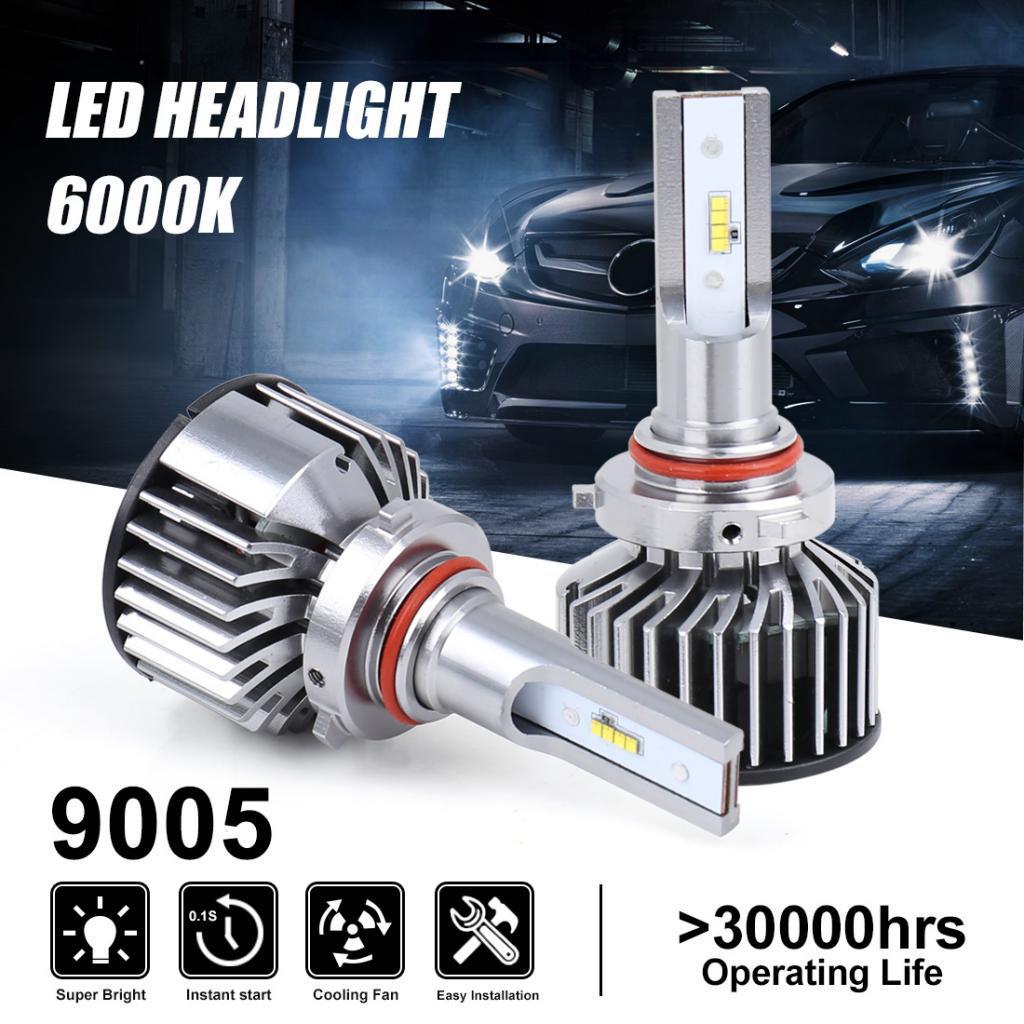 2X LED Headlight Bulbs 55W 68000 Lumens 6000K Xenon White Extremely Bright COB Chips Led Kit Motorcycle and Car Headlight 9005