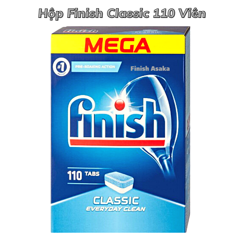 Combo rửa chén Finish: Nước Làm bóng 1150ml, Muối hộp 4kg, Hộp Classic 110 viên - Nhập khẩu Châu Âu.