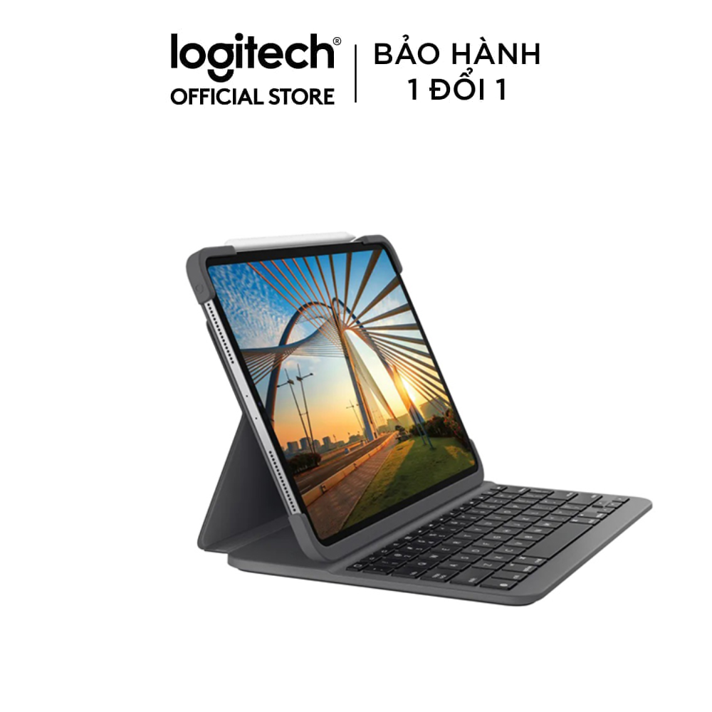 Bàn Phím Không Dây Logitech Slim Folio Pro dành cho iPad Pro 11inch (2020) - Hàng Chính Hãng