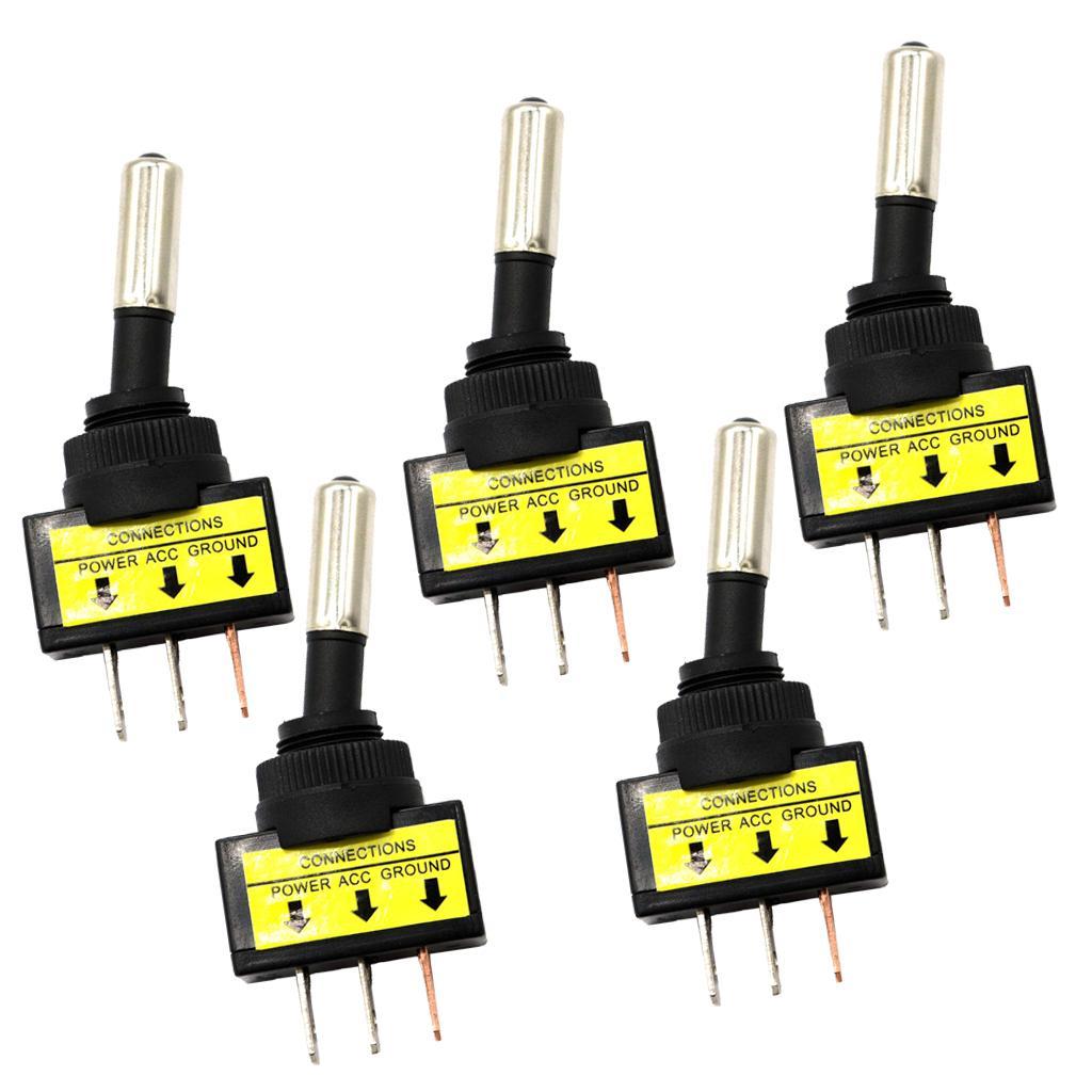 5pcs12V 20A LED Light OFF/ON SPST Toggle Rocker Switch 3Pin for Car Motorcycle Auto