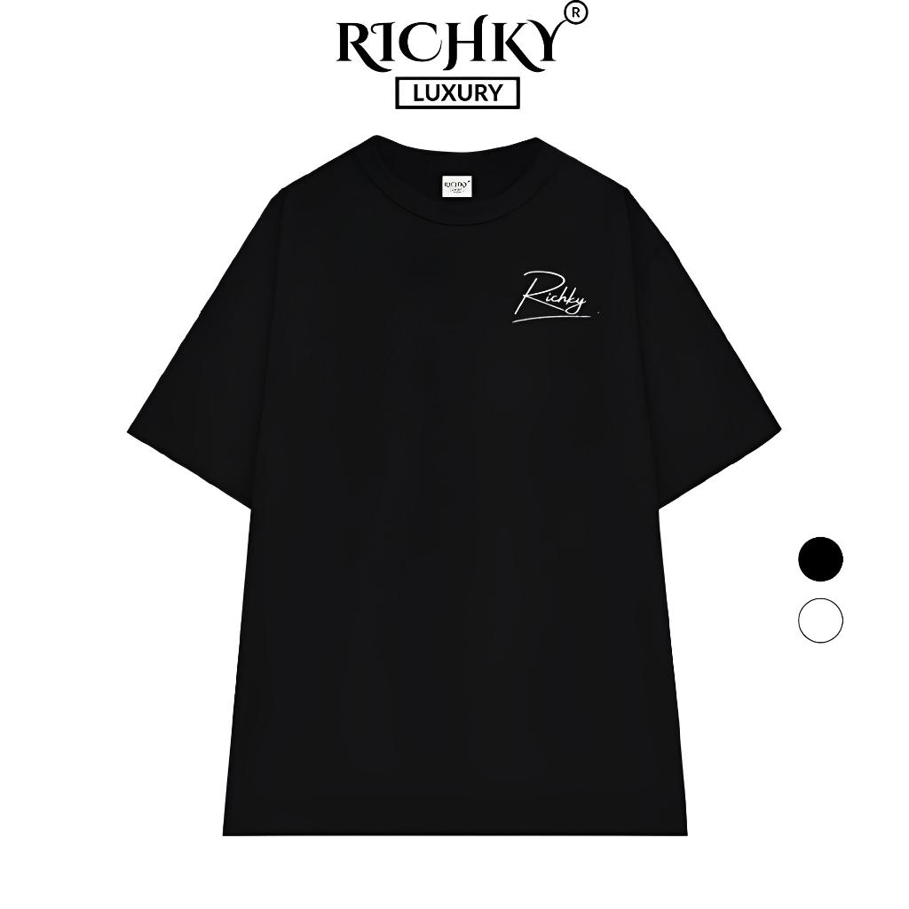 [Mã INBAU300 giảm 10% đơn 250K] Áo Thun Unisex Richky Premium Tee Luxury Maison TB Đen - RKP04