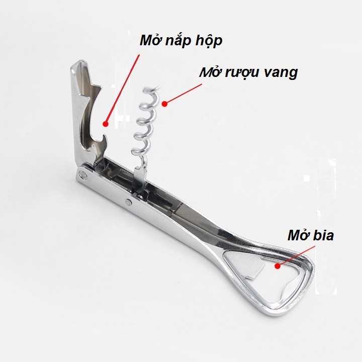 Dụng Cụ Mở Chai Vang , Mở Bia Inox Tiện Lợi