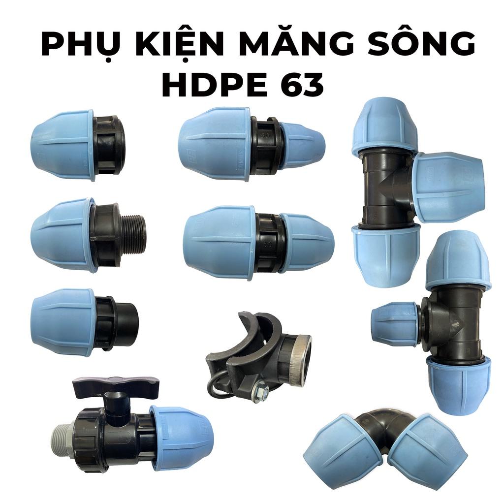 Phụ kiện măng sông ống HDPE 63mm, Không Cần Hàn - Tê 63./40