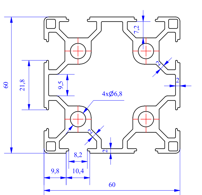 Nhôm định hình 60x60 (LWA-661884700) - Miễn phí cắt theo kích thước yêu cầu (Giá đã bao gồm VAT)