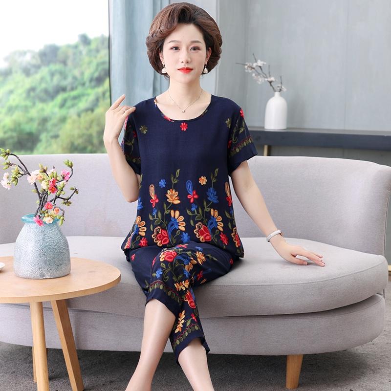 Bộ quần áo mặc nhà cho mẹ chất lanh đũi không nhăn