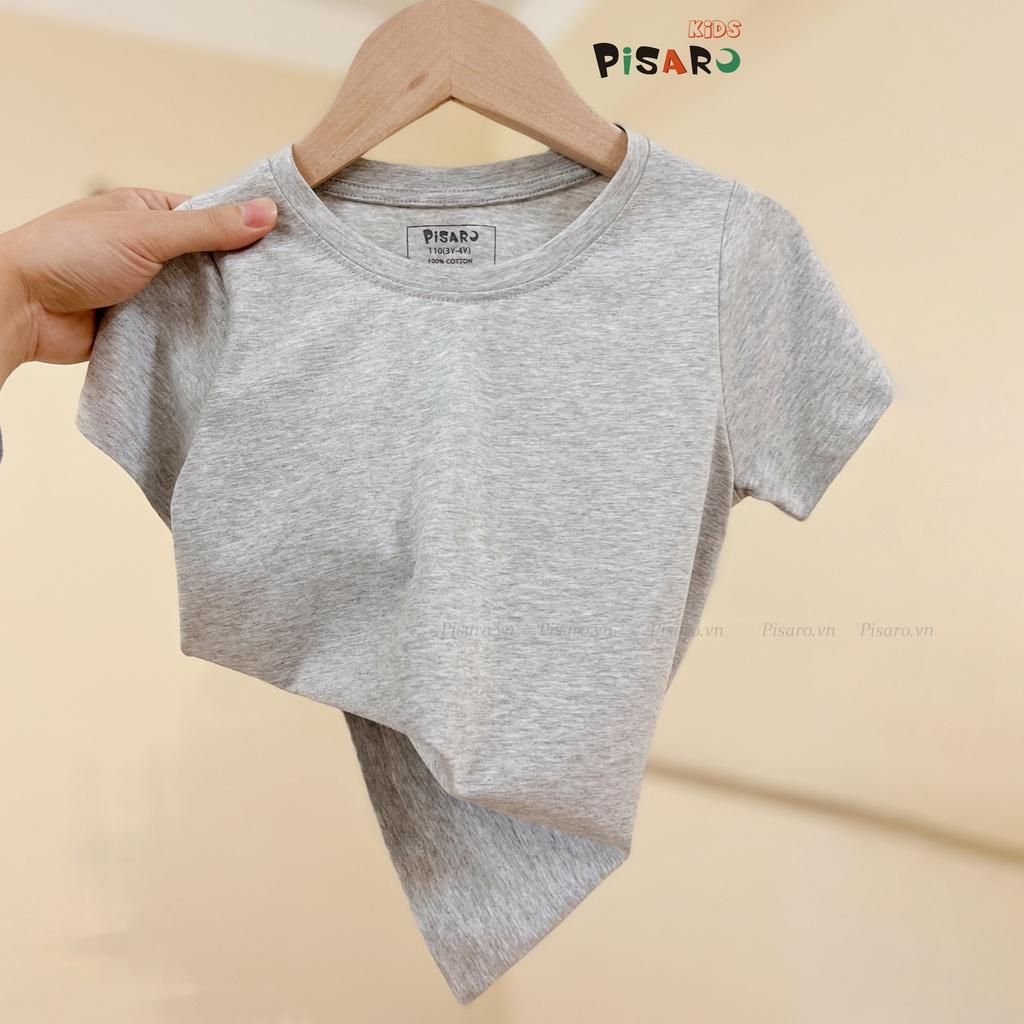 Áo phông cộc tay trơn trẻ em hãng PisaroKids,áo thun bé trai bé gái vải cotton cao cấp co dãn mềm mại thấm hút mồ hôi