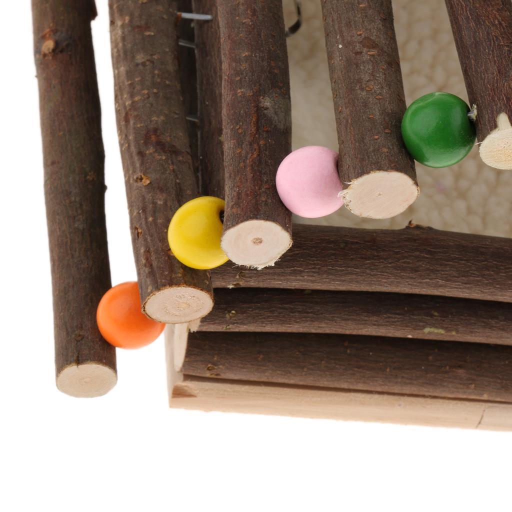 Wooden Pet Parrot Hammock Swing Toy Hamster Branch Playground For Bird Cage