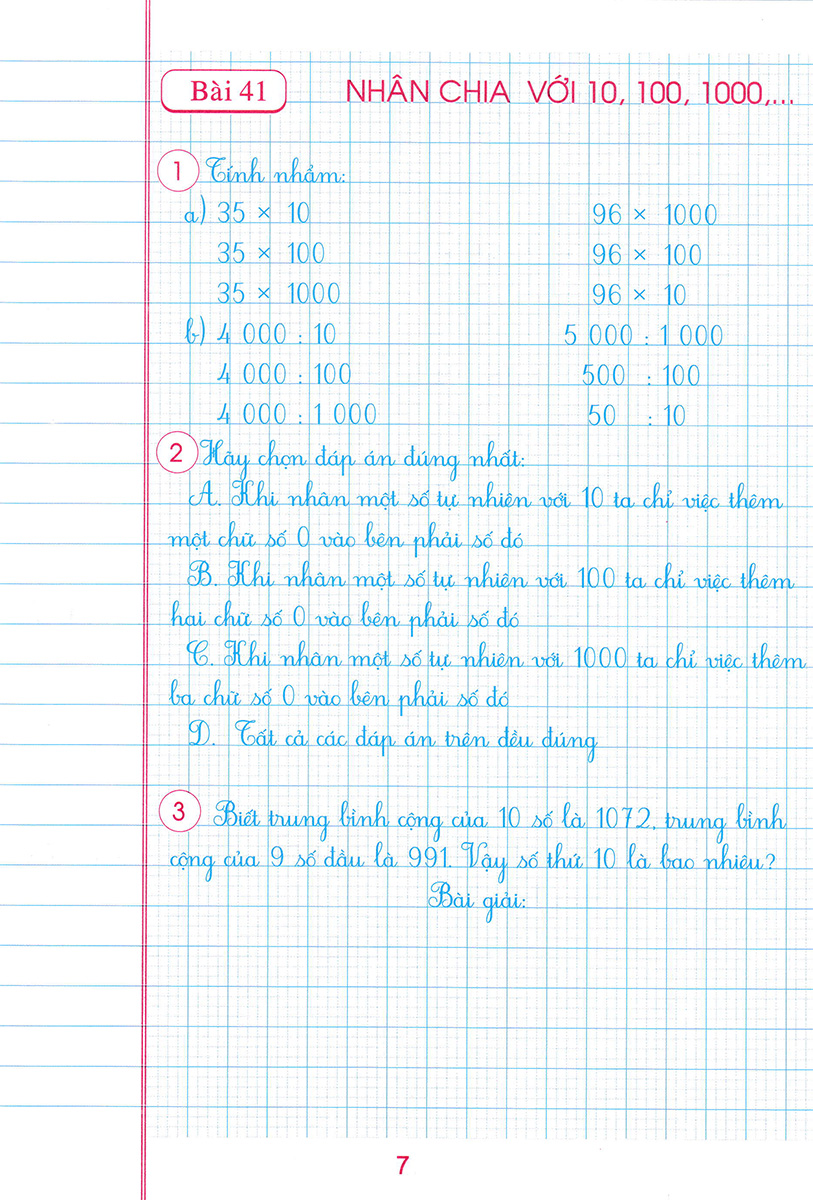 Luyện Tập Toán 4 Quyển 2 - Trình Bày Trên Giấy Ô Li _HA
