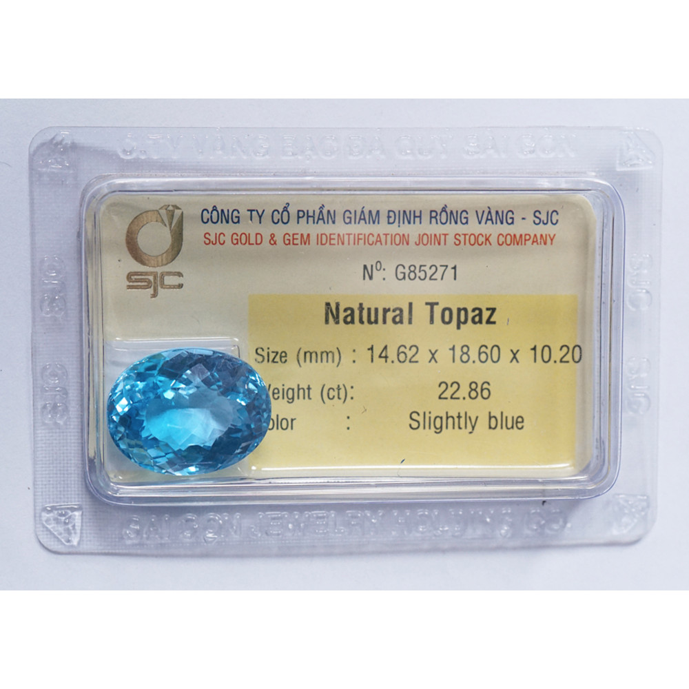 Viên đá Topaz kiểm định tự nhiên mài giác oval - 85271