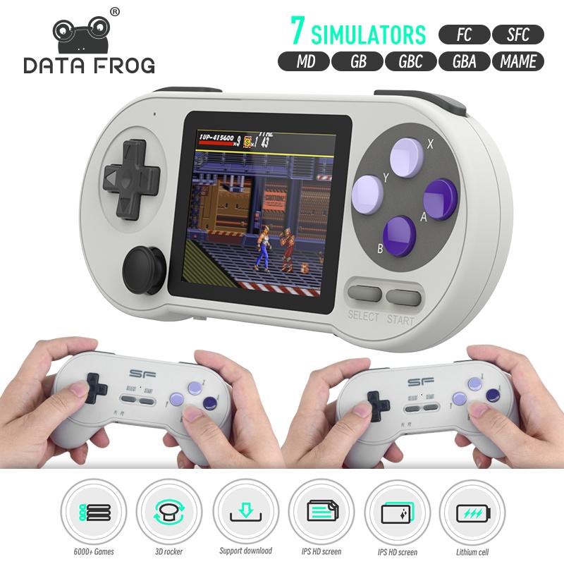 DATA FROG SF2000 Máy chơi game cầm tay 3 inch Máy chơi game Máy chơi game cầm tay mini Tích hợp 6000 trò chơi Trò chơi cổ điển Hỗ trợ đầu ra AV Màu sắc: Với bộ điều khiển 2 chiếc
