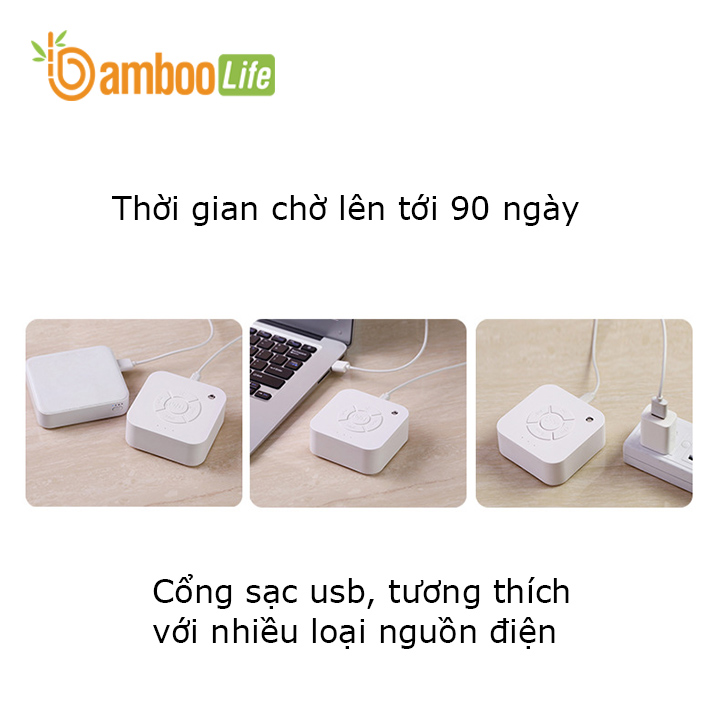 Máy tạo tiếng ồn trắng Bamboo Life BL083 hàng chính hãng Máy nghe tiếng ồn trắng white noise giúp bé ngủ ngon, sâu giấc chống giật mình