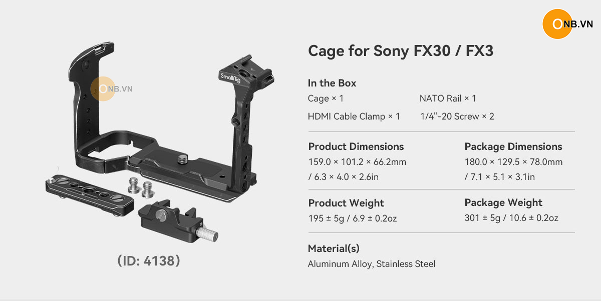 SmallRig Cage Khung bảo vệ So-ny FX3 FX30 code 4138