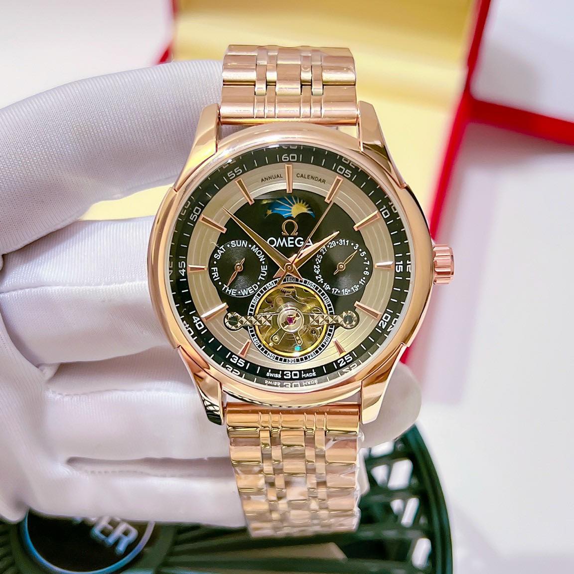 Đồng hồ cơ nam O.mega MÁY NHẬT chạy cơ automatic size 44 dây HỢP KIM đúc cao cấp CHÔNG NƯỚC