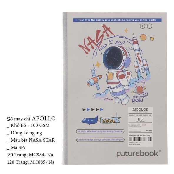 FUTUREBOOK-Sổ May Chỉ Dán Gáy Eiffel  - Apollo B5_Dòng Kẻ Ngang –Định Lượng 100Gsm. 80TR_120TR( Giao mẫu ngẫu nhiên