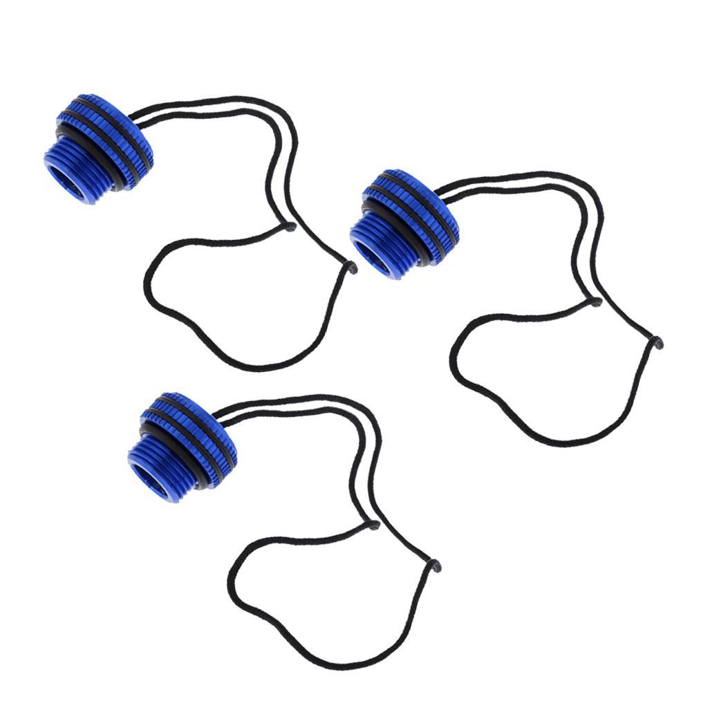 3x Durable Tank Protective Valve Caps with Retainer Cord for Scuba Diving, Kayak, Inflatable Boat