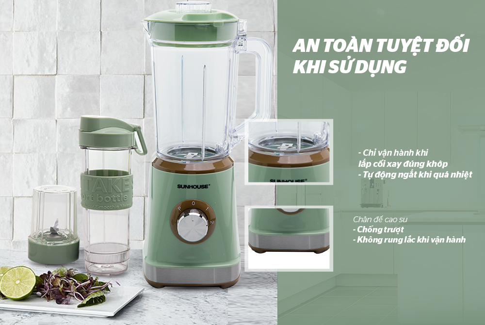 Máy Xay Sinh Tố Đa Năng Sunhouse SHD5315G (500W - 1.2L) - Hàng Chính Hãng