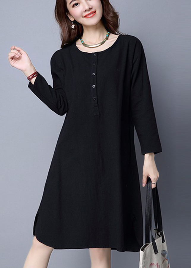 Đầm suông tay nữ tay lỡ đuôi tôm cổ trụ - DST08