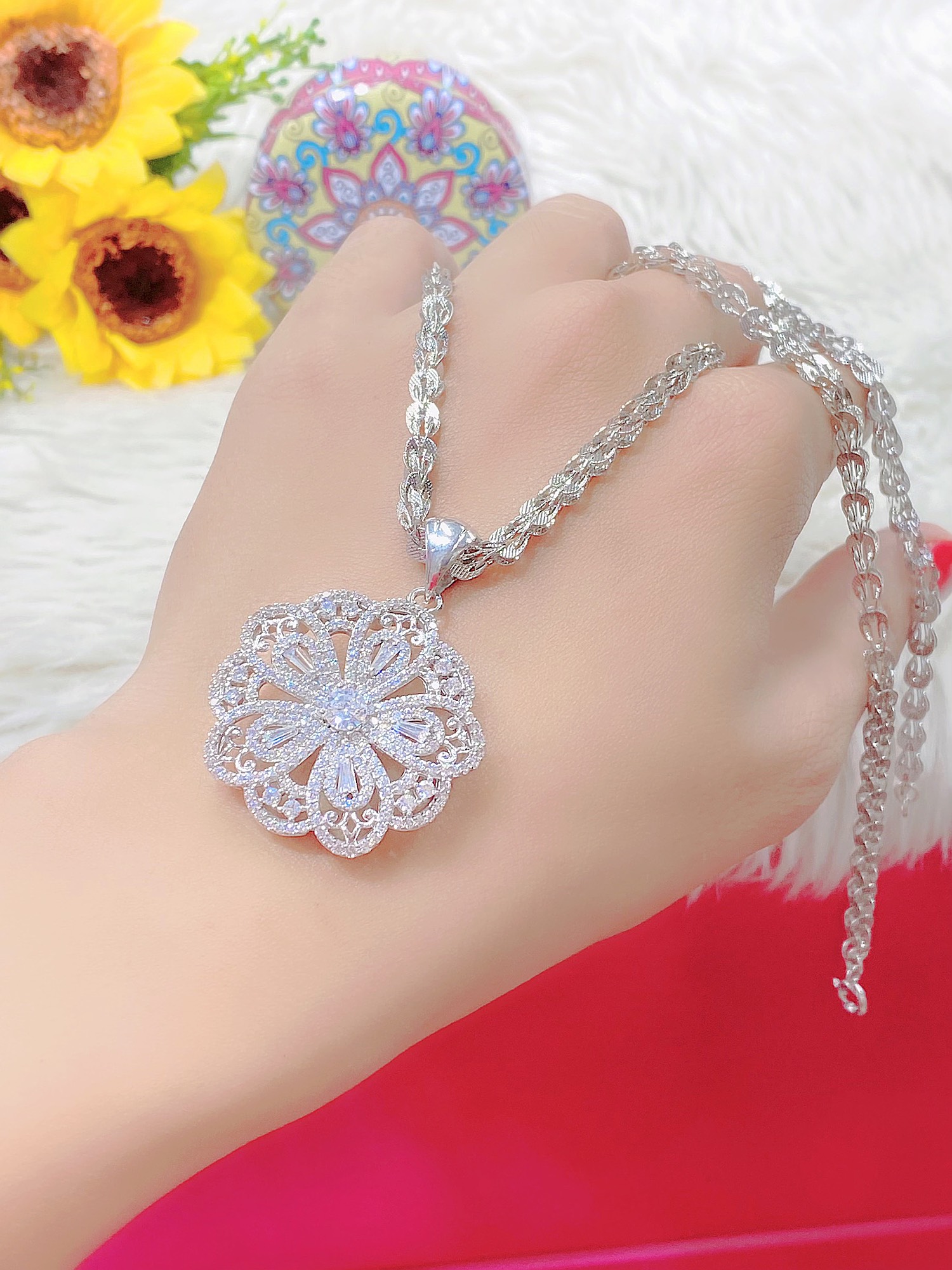 Dây chuyền đuôi phụng mạ bạch .kim cao cấp H254