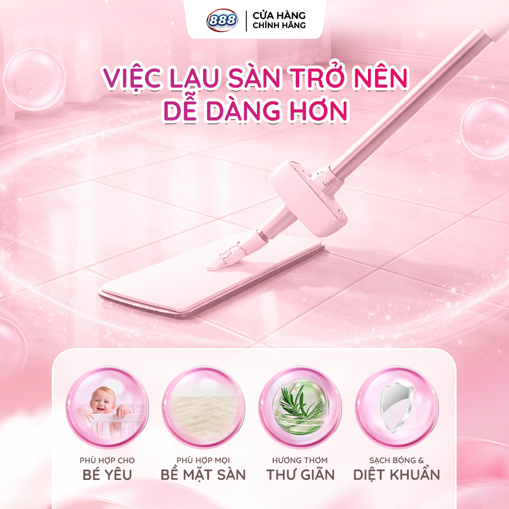 Combo 2 Chai Nước Lau Sàn 888 Tinh dầu Tràm Trà Sạch Khuẩn Và Lành Tính 1L/Chai
