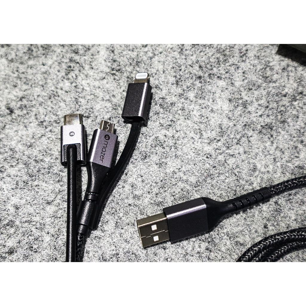 Cáp Sạc Nhanh Mazer 3 in 1 USB Fast Charging (1M) - hàng chính hãng