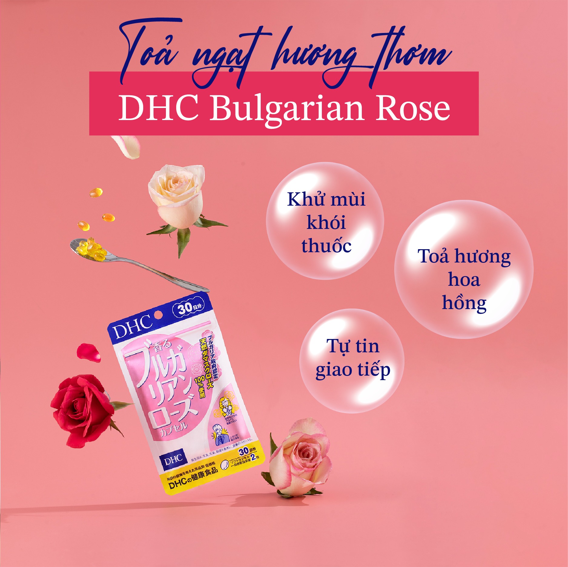Viên Uống Thơm Cơ Thể Hương Hoa Hồng DHC Bulgarian Rose Capsule 30 Ngày