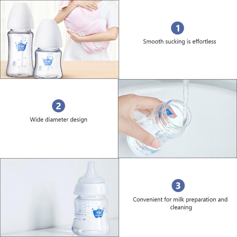 Miệng Rộng Điều Dưỡng Chai Thủy Tinh Ngực Bình Di Động Cho Bé Chai