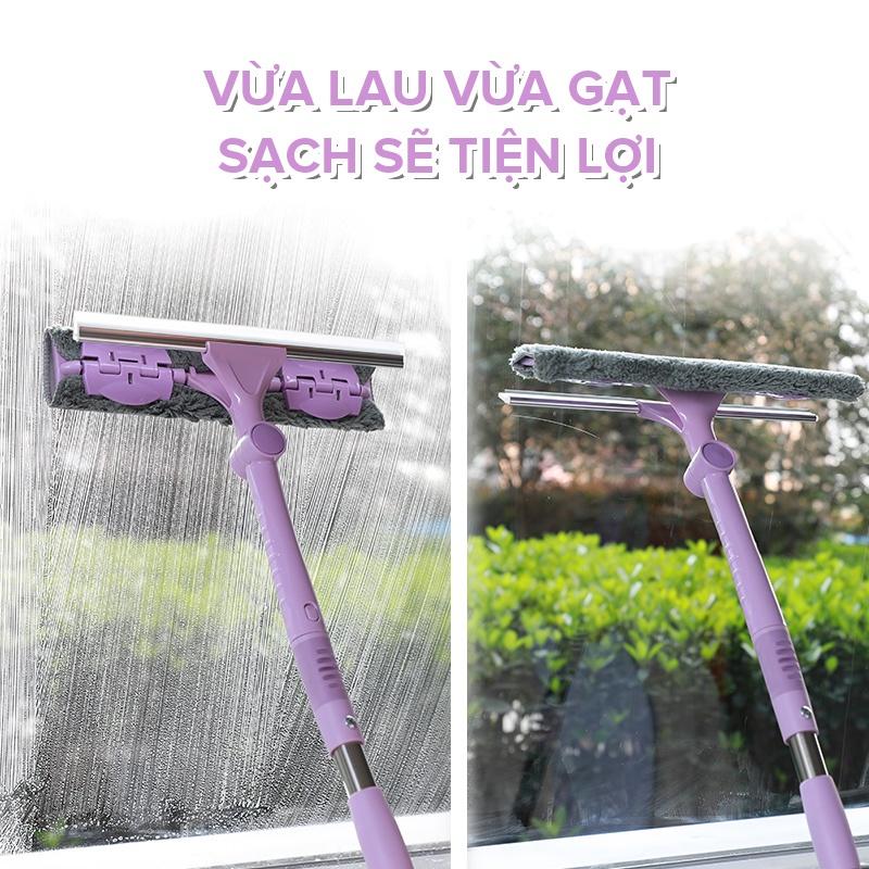 Cây lau kính gạt chùi kính đa năng 2 đầu cán dài uốn xoay các góc thông minh chống trơn trượt Thanh inox dầy cứng chắc