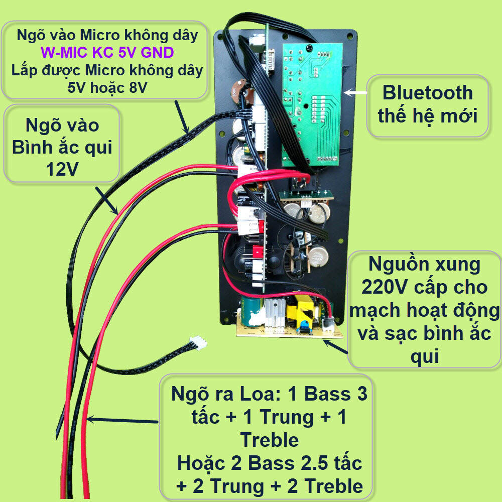 Mạch loa kéo CS8673E 130W DSP lập trình chống hú có chỉnh Bass Treble Micro