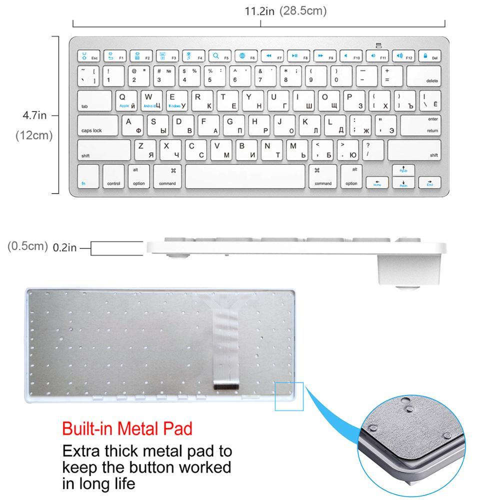 Nga & Tiếng Anh Bàn Phím Bluetooth Không Dây Nga Bàn Phím Siêu Mỏng Tắt Tiếng Mạc iPad iPhone IOS Android Windows Smart Tivi