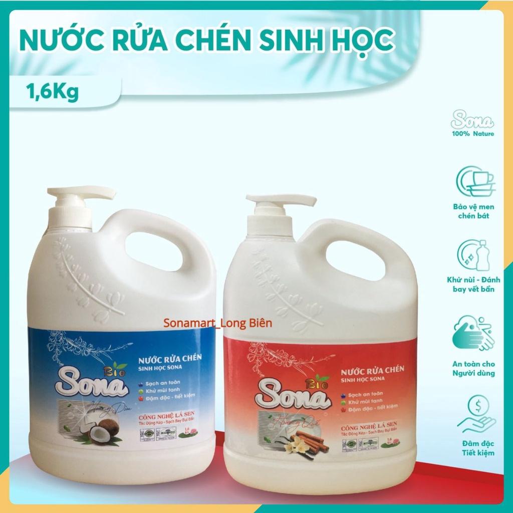 Nước rửa chén/bát sinh học SONA 1.6kg hương dừa quế