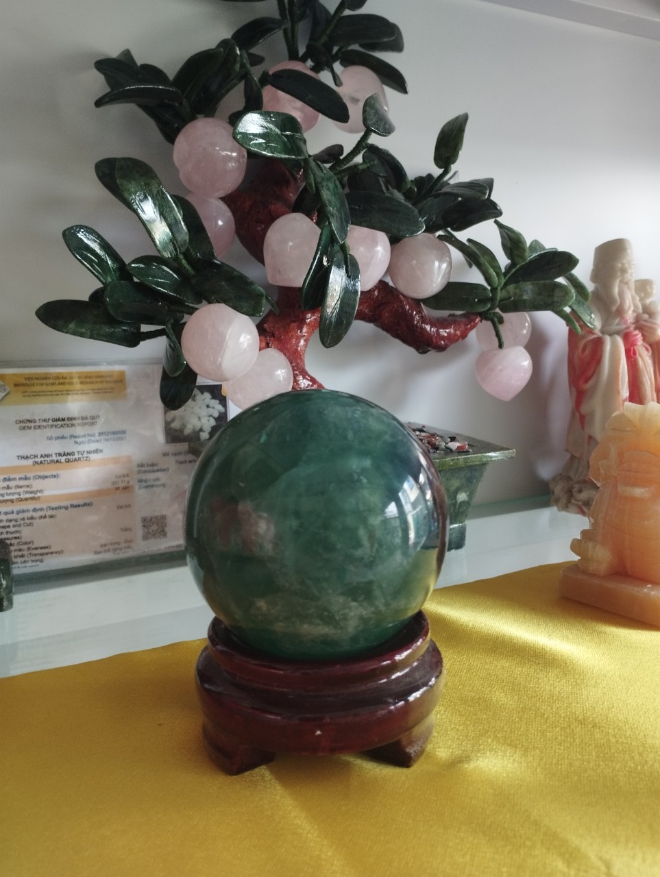 Quả cầu phong thủy đá thạch anh xanh tự nhiên