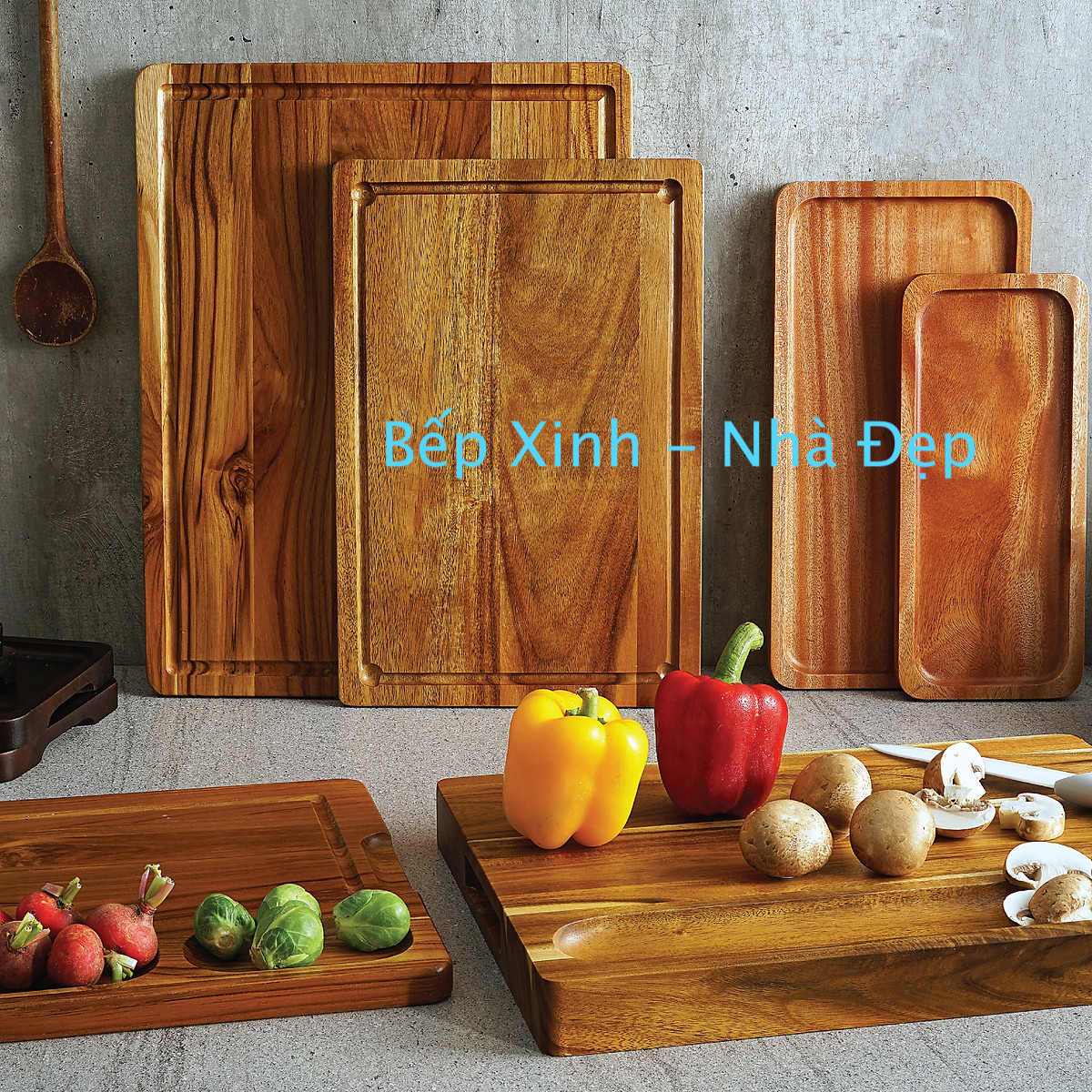 KHAY CHỮ NHẬT BẰNG GỖ XÀ CỪ NGUYÊN KHỐI CÓ 2 MÀU KT 30.5 x 12.7 x 2cm