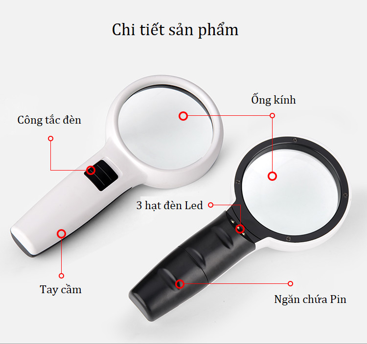 Kính Lúp 30X Cầm Tay 110mm Có Đèn DT7666 ( ĐỌC SÁCH, SOI MẠCH, ĐƠN THUỐC, BẢN IN )