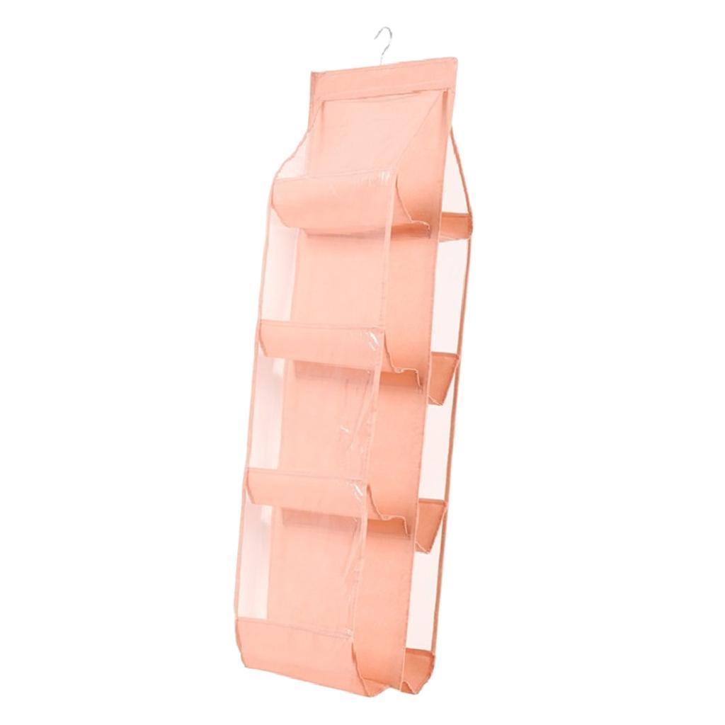 8 Storage Pockets Handbag Hanging Organizer Bag Collection Organizer Pink