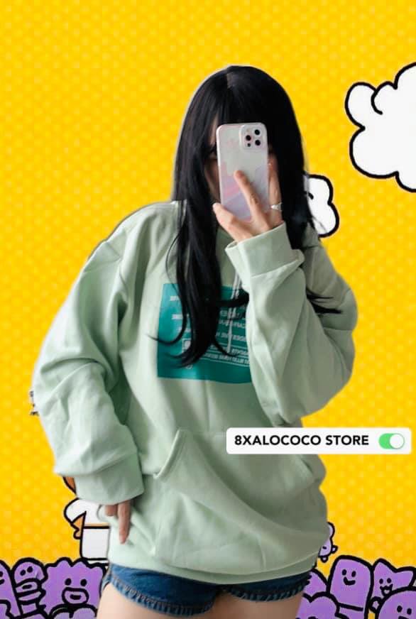 ÁO HOODIE CÓ MŨ FORM RỘNG MÀU XANH LÁ CÂY