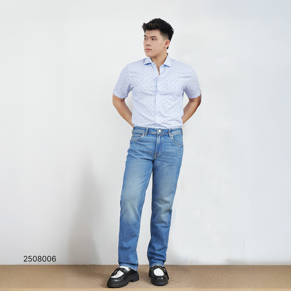 Quần Jean Nam Ninomaxx Form Tapered Xanh Dương RAWCORE DENIM Chất Vải Cứng Dày Độ Bền Cao Co Dãn Nhẹ 2508006