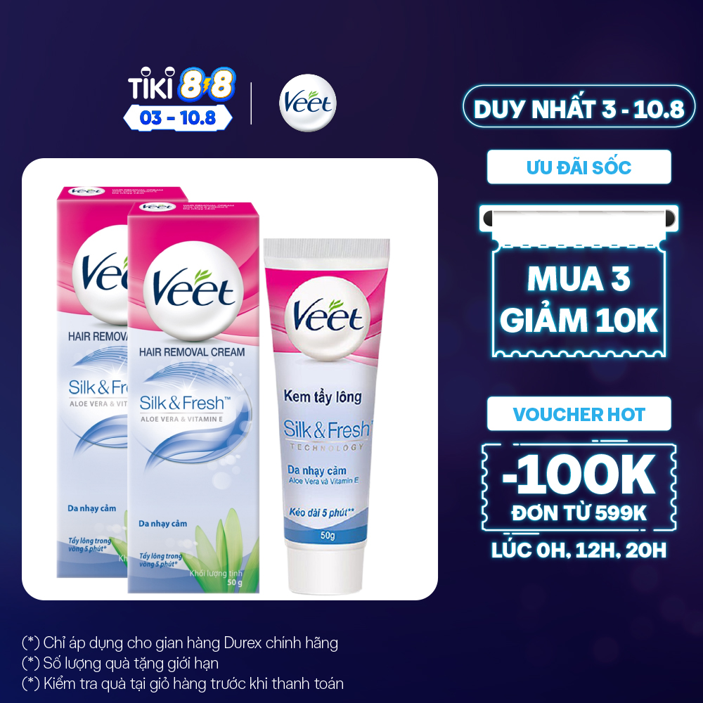 Combo 2 Kem tẩy lông cho da nhạy cảm Veet Silk Fresh 50g