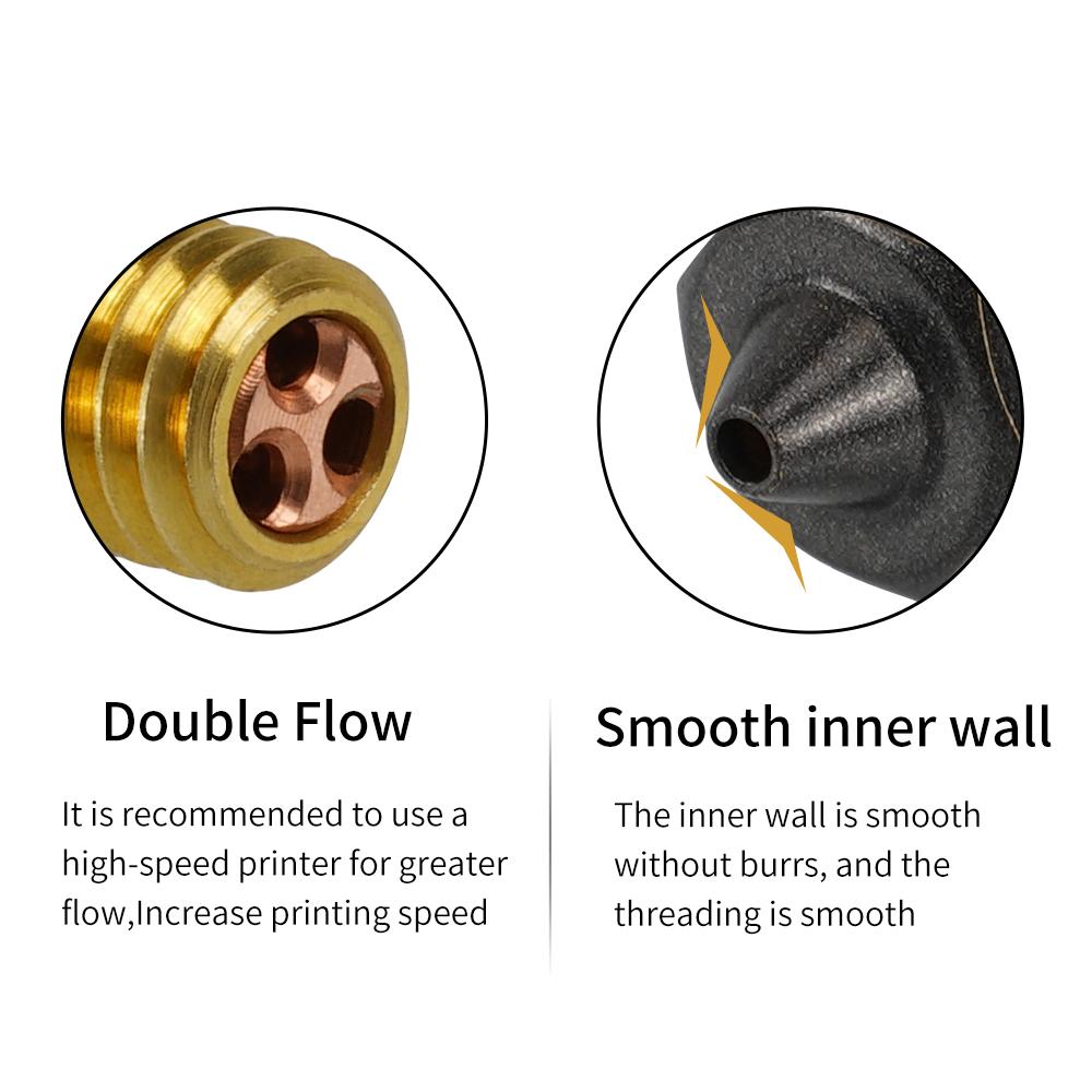 Nốt CHT mới nhất E3D V6/MK8 V6 PTFE Brass Verzzles 0,2/0,3/0,4/0,6mm Máy đùn dòng chảy cao cho máy in 3D 1,75mm Ender 3