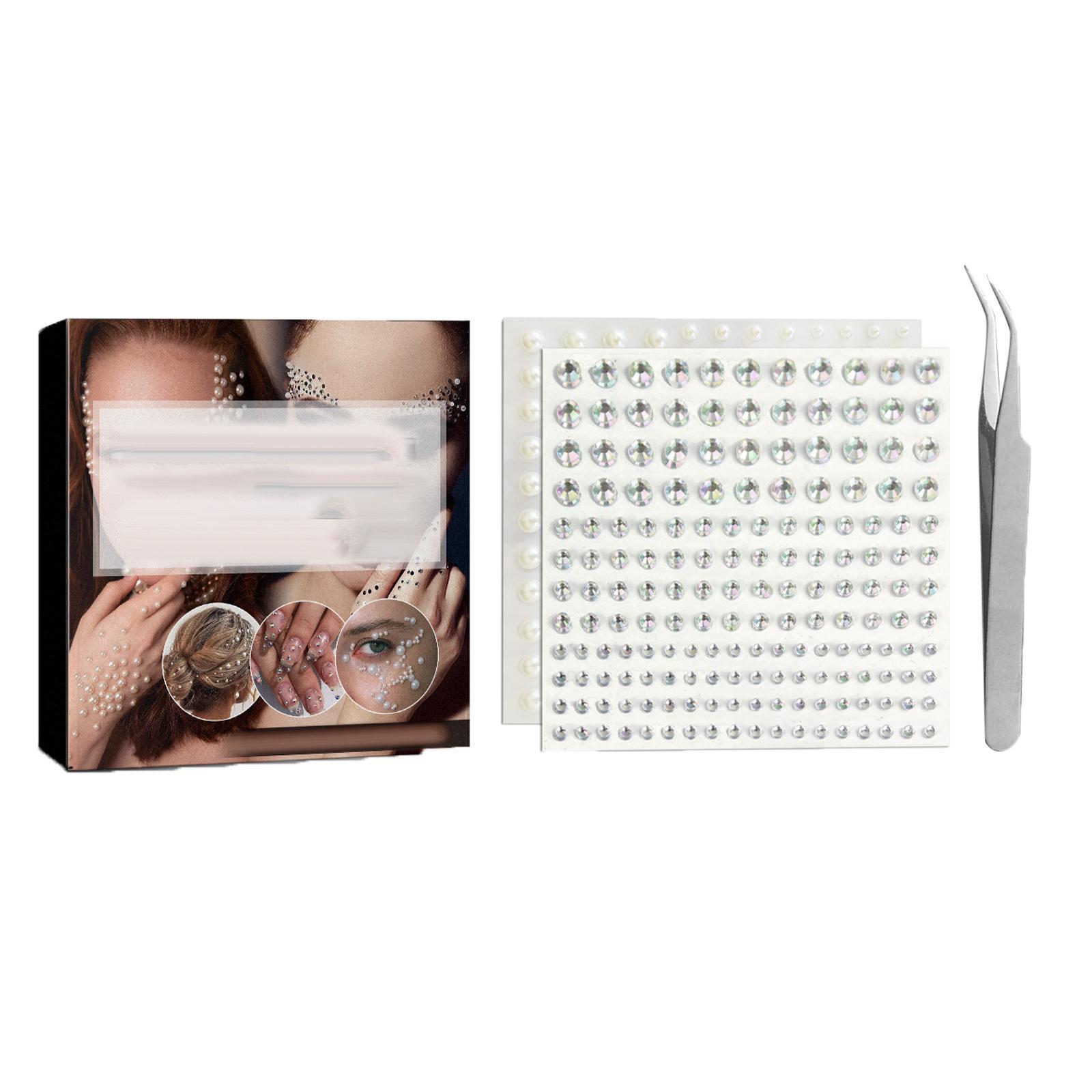 2x Clear Rhinestones Stickers Assorted Size Flash for Face