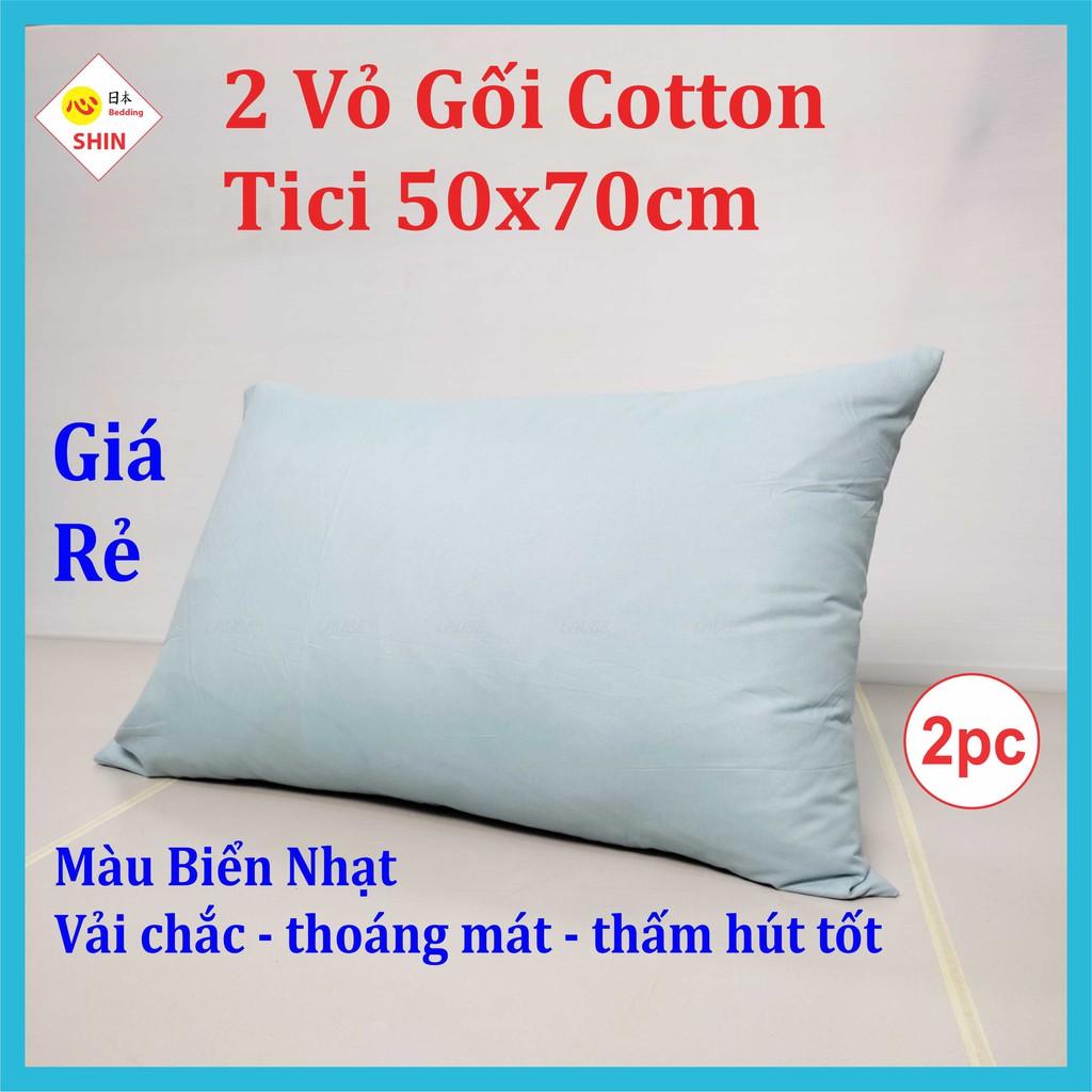 Cặp vỏ gối ngủ cotton tici 50x70cm giá siêu rẻ cho 2 áo gối nhiều màu đẹp