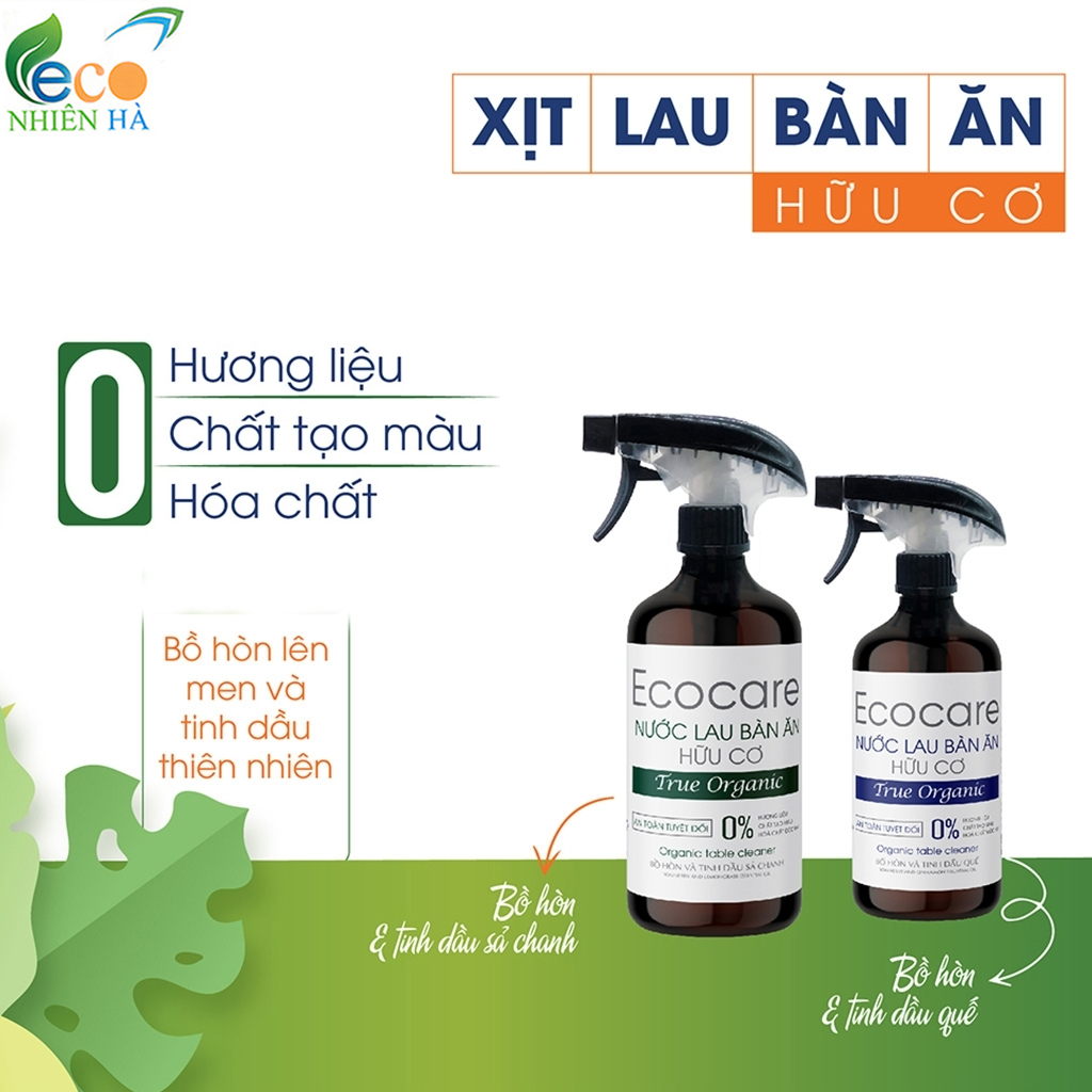 Nước lau kính ECOCARE 500ml tinh dầu thiên nhiên, lau bàn ăn, lau bếp, đuổi muỗi, khử mùi