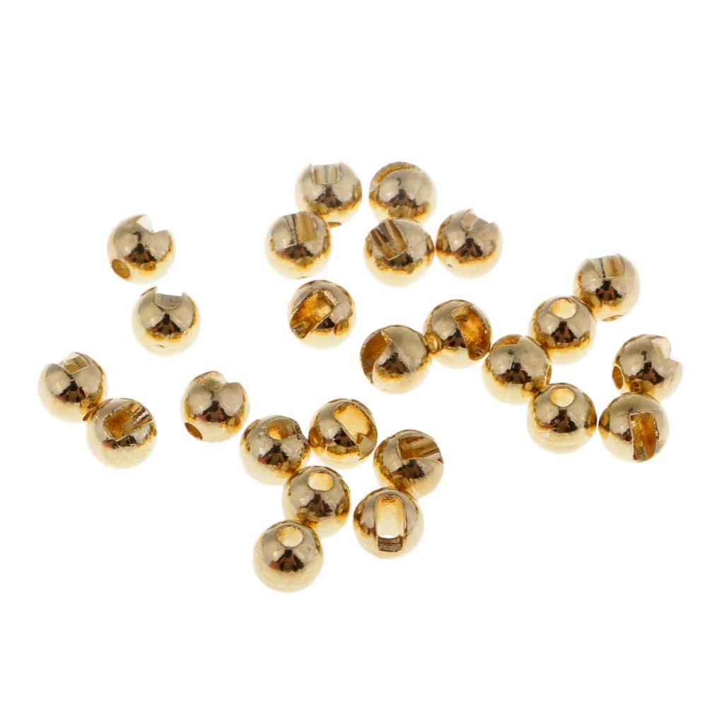 25pcs Slotted Tungsten Fly Tying Beads Fast Sinking Nymph Eyes Gold