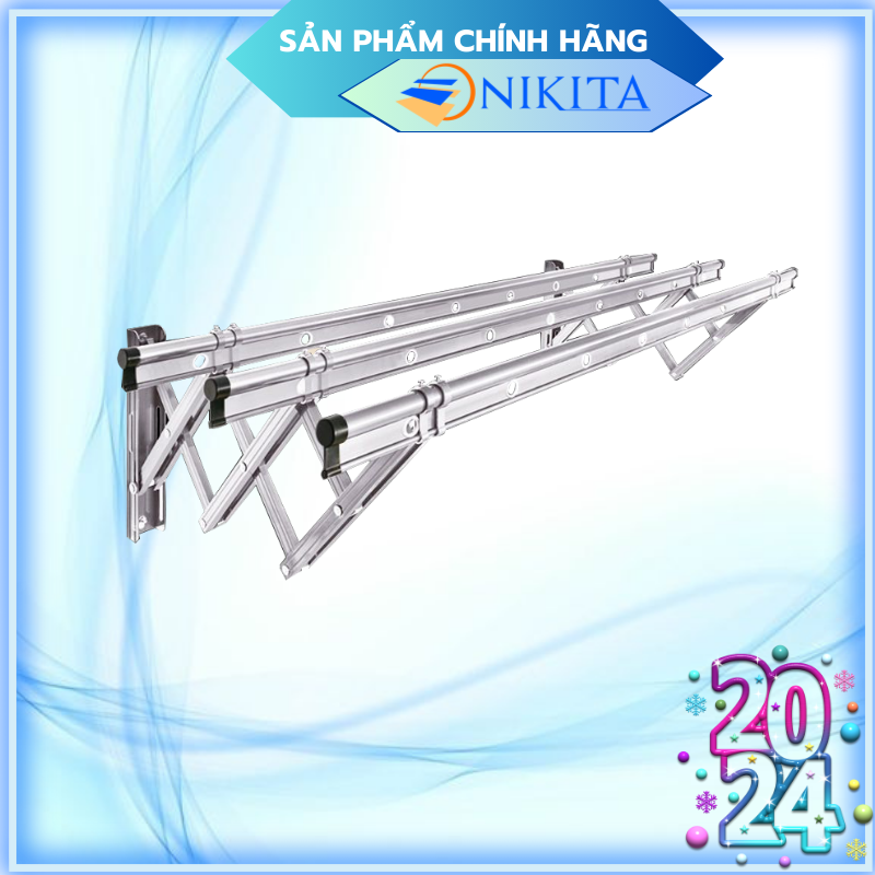 Giàn phơi gắn tường Nhôm cao cấp -GPGT-bạc