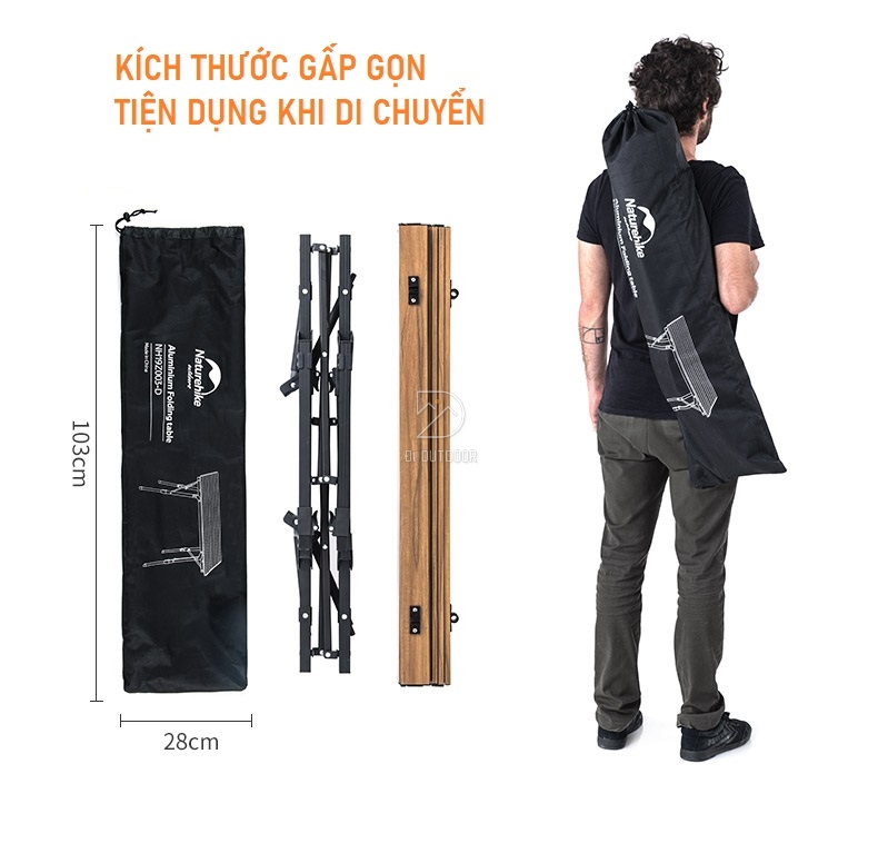 Bàn Nhôm Vân Gỗ Naturehike NH19Z003-D Điều Chỉnh Độ Cao